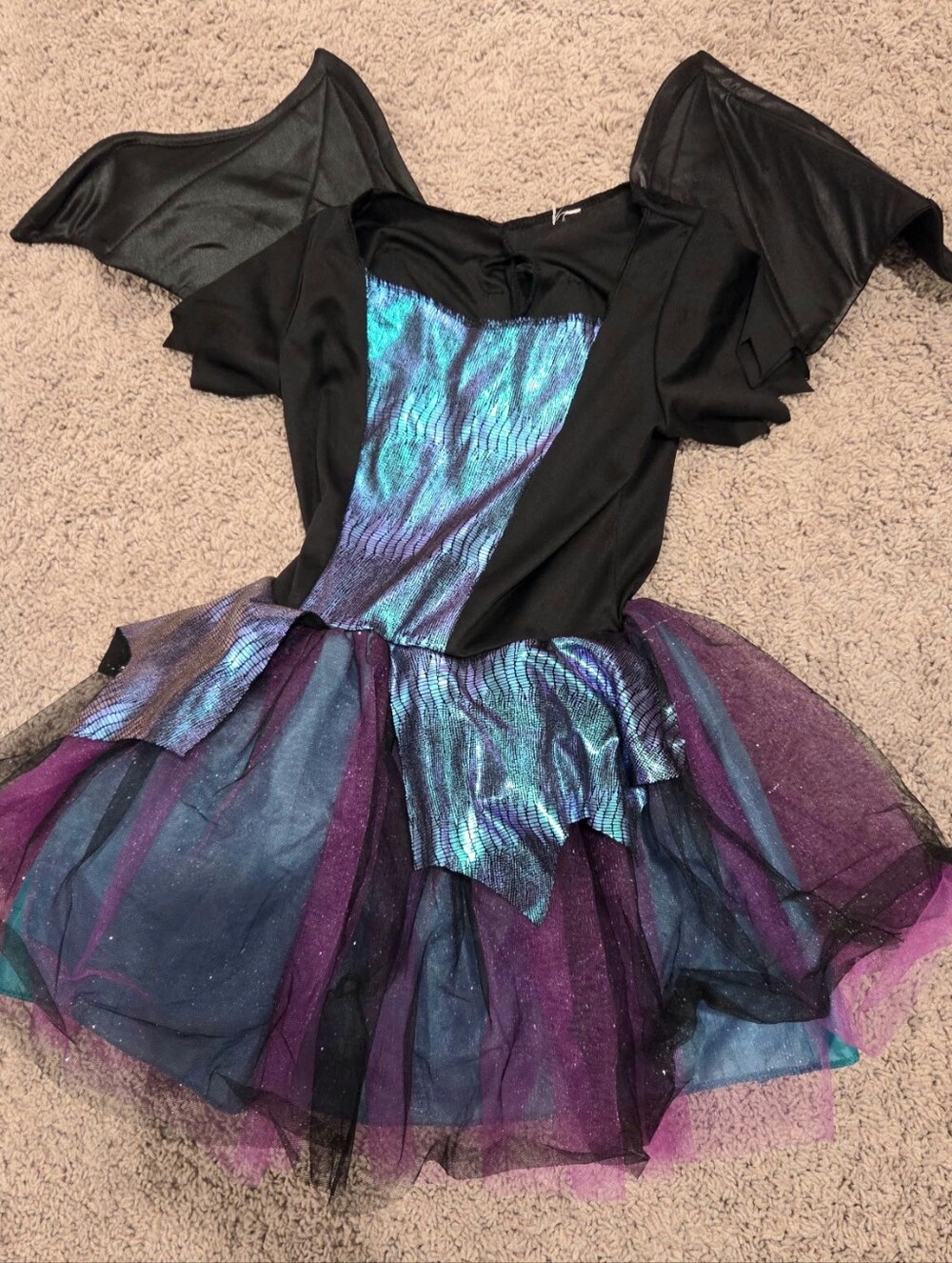 Black & Iridescent Blue-Purple Dragon Fairy Dress Costume - Brand